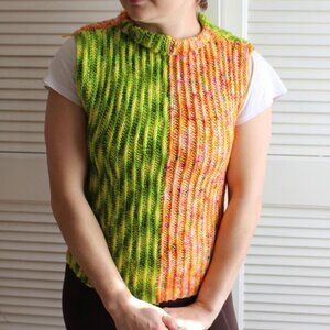 Watermelon Sugar Crochet Mock Neck Sweater Vest